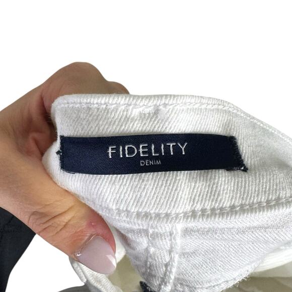 Fidelity NWT Aline Regal White Denim Center Slit Short Knee Length Pencil Skirt - Picture 7 of 8